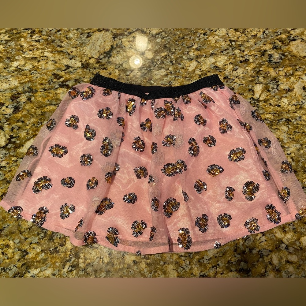Cat & Jack Pink Leopard Sequin Skirt - Girls XS (4/5)